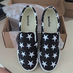 Bucket Feet - Starry Black and White Sneakers